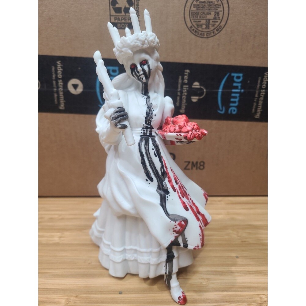 VTG Dept 56 Halloween custom Santa Lucia White Porcelain Figurine - Dark Art -